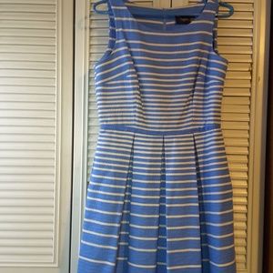 Skyblue & Beige Dress with Pockets